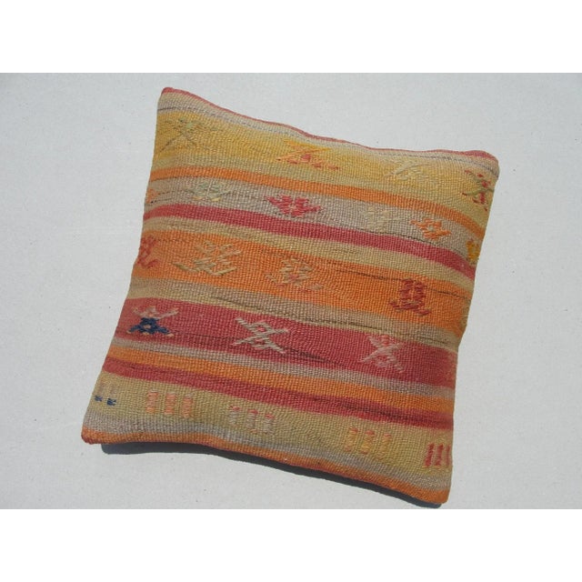 Kilim Rug Pillow Made from old turkish kilims Back side cotton and has closed with a solid hidden zipper size:16" x 16" It...