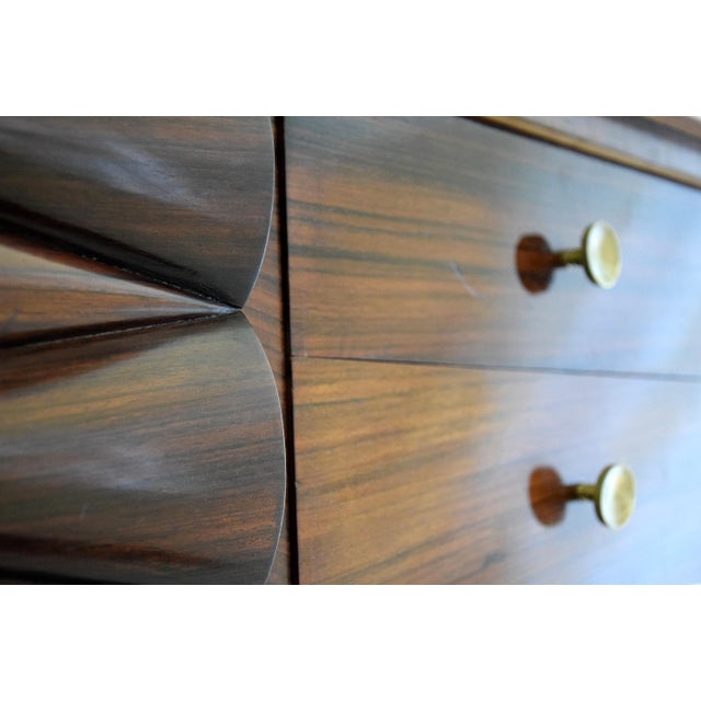 Mid-Century Jatoba, Brass and Glass Console attributed to Osvaldo Borsani, 1940s For Sale - Image 4 of 10