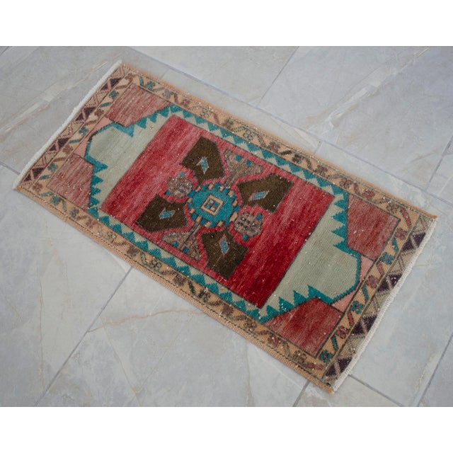 Hand Knotted Mat Small Oushak Rug - 1'4" X 2'7" For Sale - Image 12 of 14