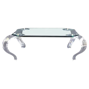 Glass Top Bent Lucite Legs Rectangular Coffee Table