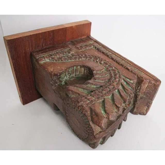 Antique architectural carved wood temple truss fragment from Rajasthan, India. 19th century Hindu temple fragment. This...