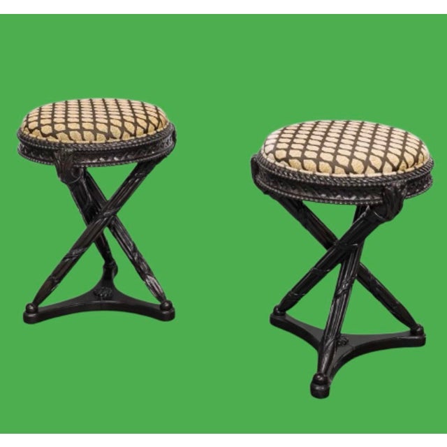 2000 - 2009 c.2000 Nancy Corzine Carved Hardwood Tripod Base Stool. For Sale - Image 5 of 10