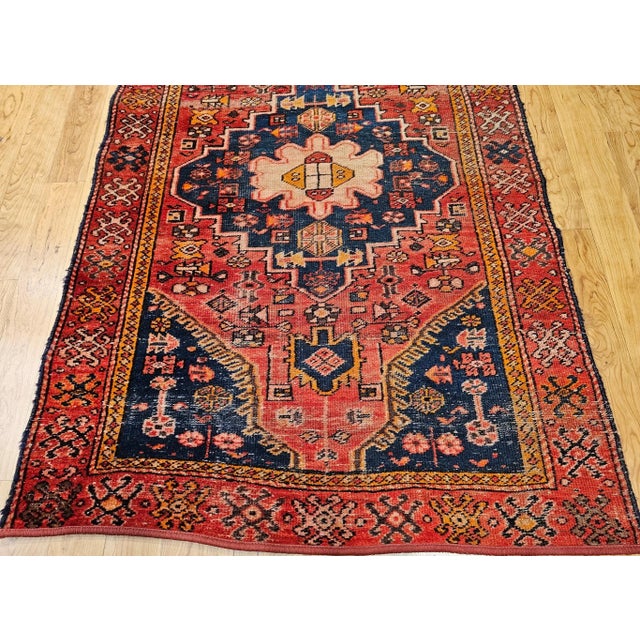 Textile Antique Persian Malayer Area Rug, Hand-Knotted Wool, Red & Blue, 1900s For Sale - Image 7 of 18