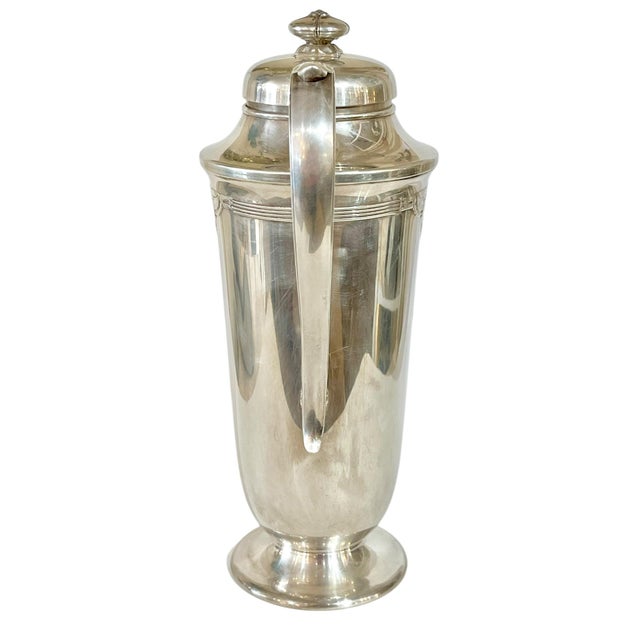 Mid-Century Modern Antique Art Deco Silver Plate Cocktail Shaker With Monogram B For Sale - Image 3 of 12