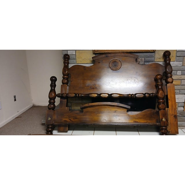 Vintage Solid Wood Spindle Back Bed - Classic Charm! Description: Bring a touch of timeless elegance to your bedroom with...