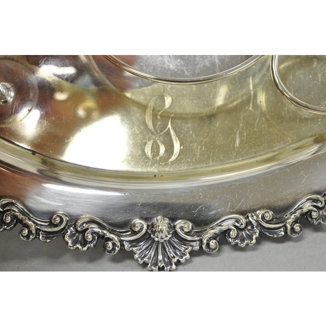 Antique Victorian Silver Plated Footed Cut Glass Breakfast Set Toast Rack W Tray For Sale In Philadelphia - Image 6 of 18