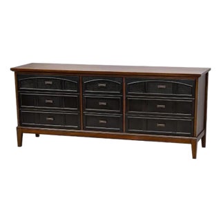 1960s Dixie Dark Walnut Lowboy Dresser. For Sale