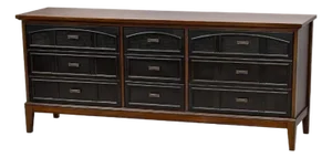1960s Dixie Dark Walnut Lowboy Dresser.