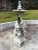 Antique, late 19th century carved white statuary fountain. Italian carrara marble featuring a unique double stacked set of...