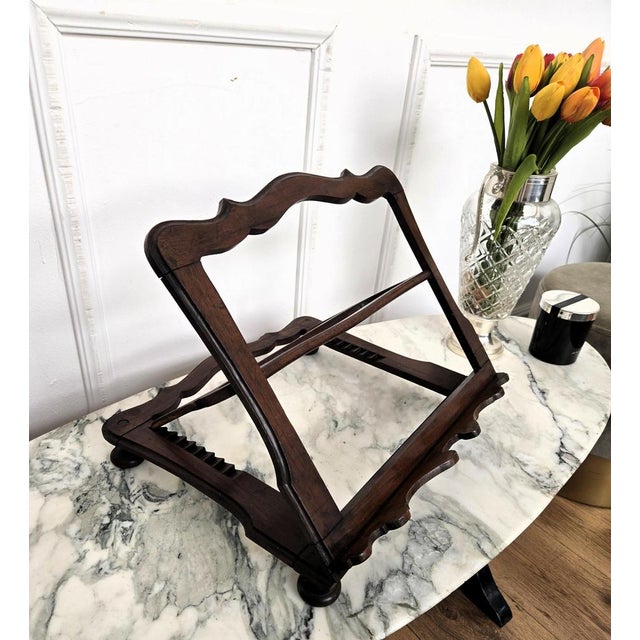 Wood Italian Decorated Adjustable Lectern Bookstand in Carved Wood, 1960s For Sale - Image 7 of 9