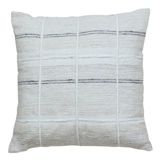 Geometric Modern Chic Wool and Cotton Pillow in Ivory For Sale