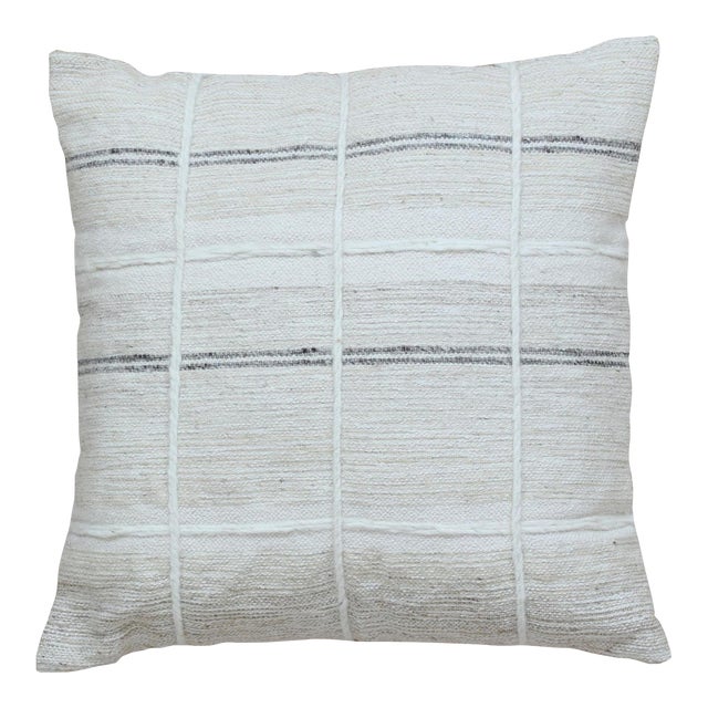 Geometric Modern Chic Wool and Cotton Pillow in Ivory For Sale