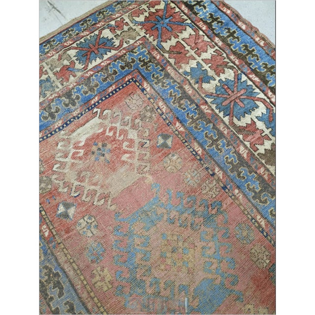Distressed Antique Hand-Knotted Caucasian Gallery Rug. 4'7'x 8'10". For Sale - Image 13 of 18