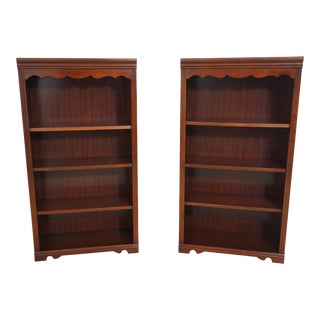 Pair Broyhill Cherry Open Bookcase Cabinets For Sale
