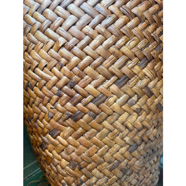 Wood 1950s Pair of Mid Century Southeast Asian Woven Split Bamboo Table Lamp For Sale - Image 7 of 10