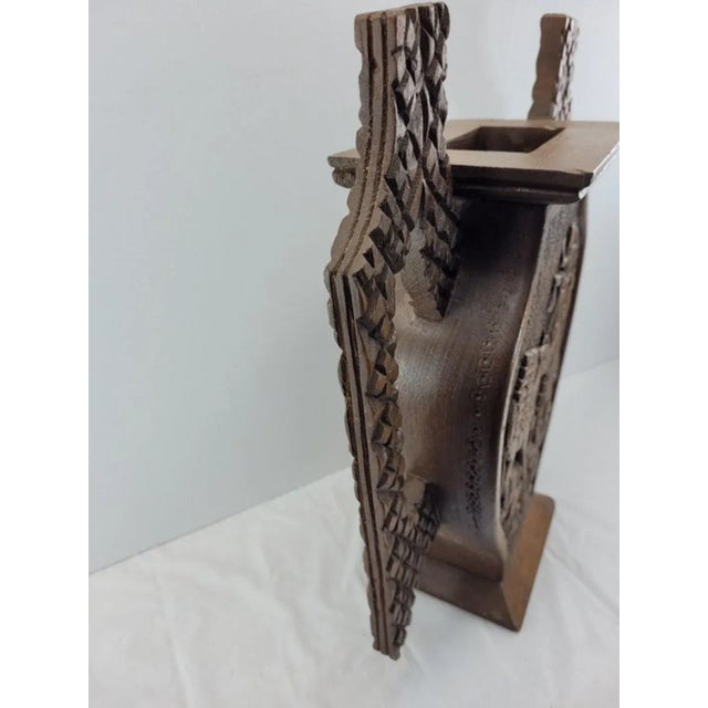 1970s Tribal Hand-Carved Wood Vase Urn For Sale - Image 6 of 9