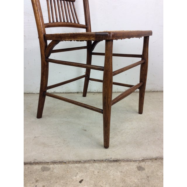 Antique Oak Chair With Unique Turned Wood Back and Caned Seat For Sale - Image 4 of 12