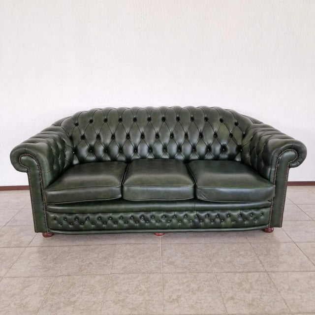 Chesterfield Sofa and Lounge Chairs, 1970s, Set of 3 For Sale - Image 3 of 12