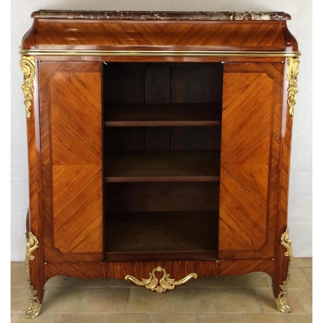 Wood French 19th Century Louis XV Marquetry Cabinet in the Manner of Paul Sormani For Sale - Image 7 of 9