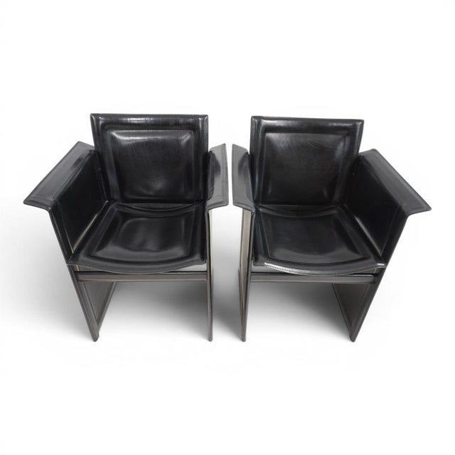 Solaria Chairs in Black Leather by Tito Agnoli for Arrben, 1970s, Set of 2 For Sale - Image 10 of 18