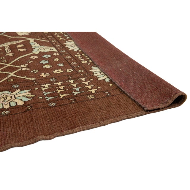 Textile 8 X 9 Modern Floral Designed Revival Wool Rug in Brown For Sale - Image 7 of 11