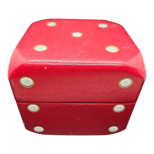 1970s Figurative Giant Lord & Taylor Red Leather Cards/Dice Box Container, Made in Italy