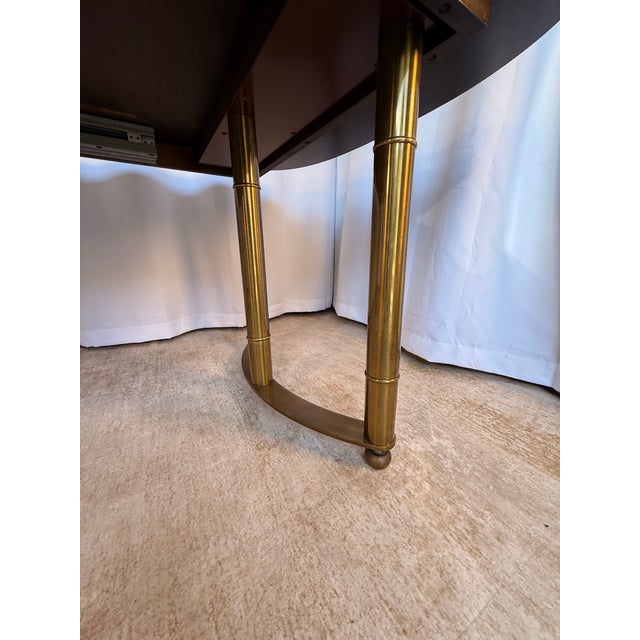 Mid 20th Century Hollywood Regency Burlwood Table 72 Inch With 2 X 20 Inch Leaf Extensions For Sale In San Francisco - Image 6 of 12