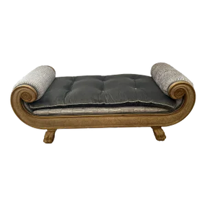 Tufted Velvet Gilded Neoclassical Style Chaise Longue