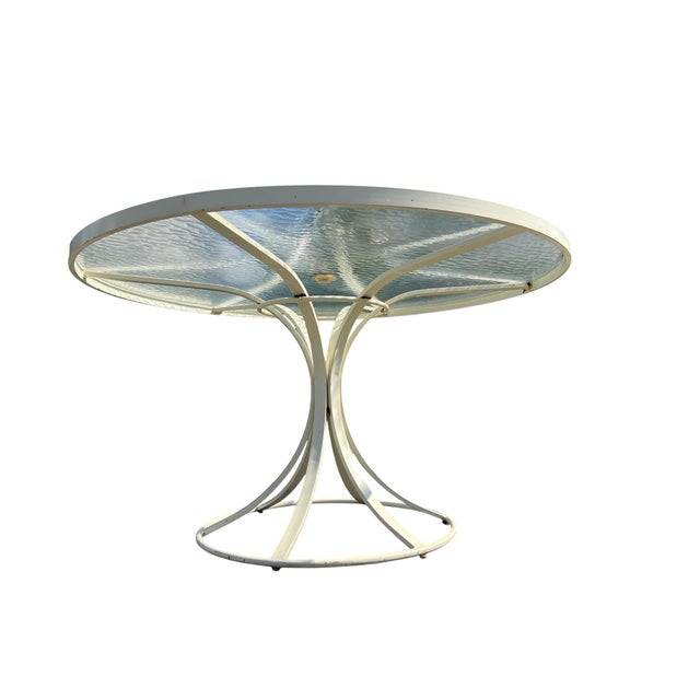Metal Vintage Woodard Metal Patio Outdoor Dining Table For Sale - Image 7 of 10