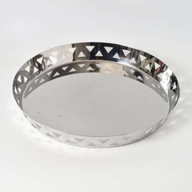 Large Triangle Pattern Stainless Steel Tray by King-Kong for Alessi For Sale - Image 3 of 8