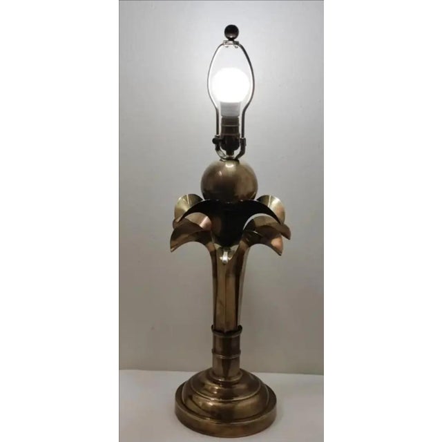 Late 20th Century Late 20th Century Hart Associates Brass Palm Leaf Table Lamp For Sale - Image 5 of 7
