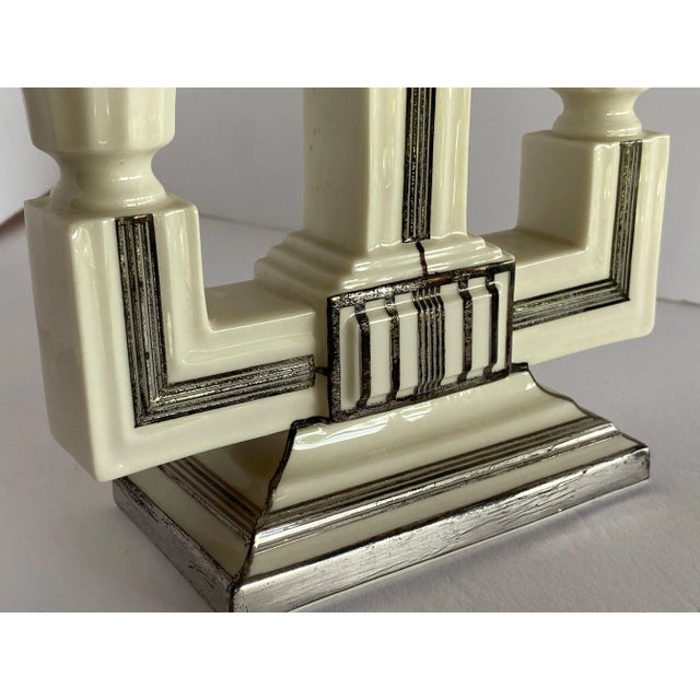 Circa 1930 Lenox Sugar Bowl and Candelabra Set With Sterling Silver Overlay- 2 Pieces For Sale - Image 12 of 13