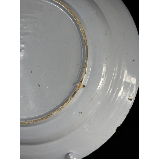 18th Century Blue and White Faience Charger in the style of Delft Kraak, Netherlands For Sale - Image 11 of 13