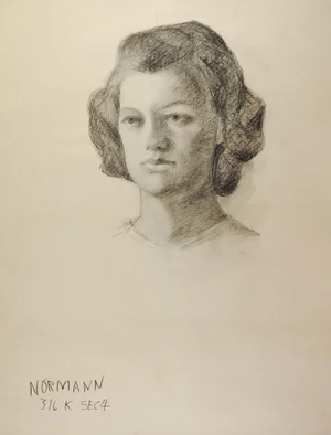 1950s Drawing Female Portrait 1950's