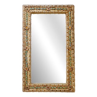 Italian Mirror in Stucco and Colored Stones For Sale