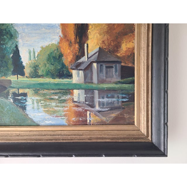 Vintage 1950s Oil Painting Rambouillet France Landscape For Sale - Image 13 of 16