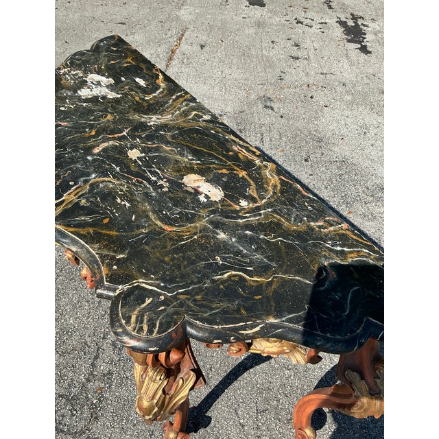 Wood Vintage Regency Hand Painted Rococo Console Table For Sale - Image 7 of 12