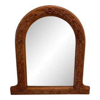 Late 19th Century French Provincial Hand-Carved Arched Mirror Circa 1890 For Sale