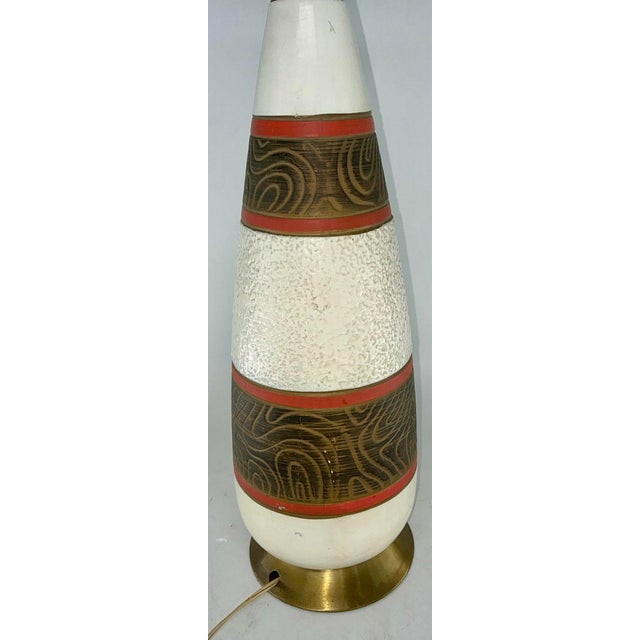 1960s Vintage Ceramic and Wood Table Lamp For Sale - Image 4 of 8