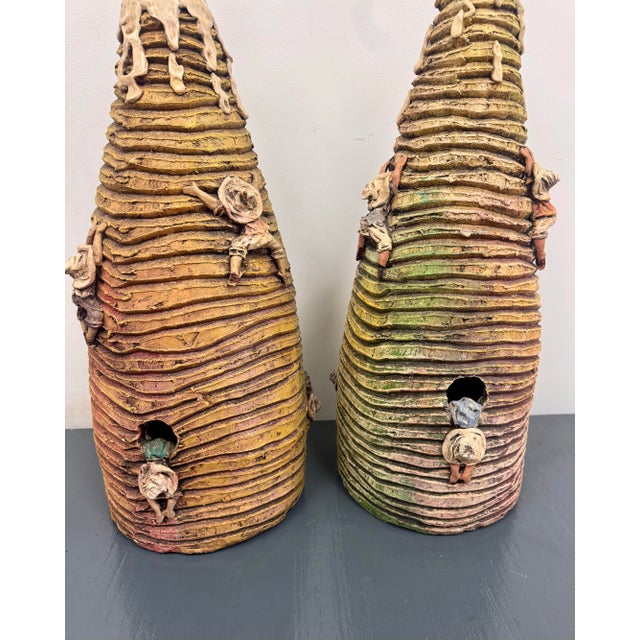 Mid-Century Modern Monumental Handcrafted Studio Pottery Lamps, Signed & Dated 1992 – Pair For Sale - Image 3 of 12