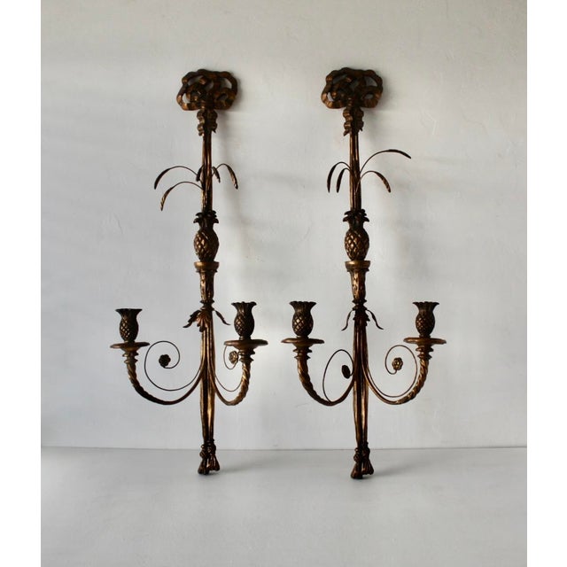 Monumental French Regency Style Gilded Wall Candle Sconces-a Pair For Sale - Image 14 of 18