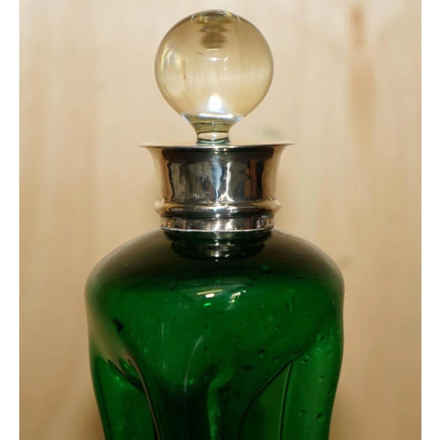 Sublime antique 1904 wine port or spirit decanter with sterling silver collar and cut glass crystal stopper a good looking...