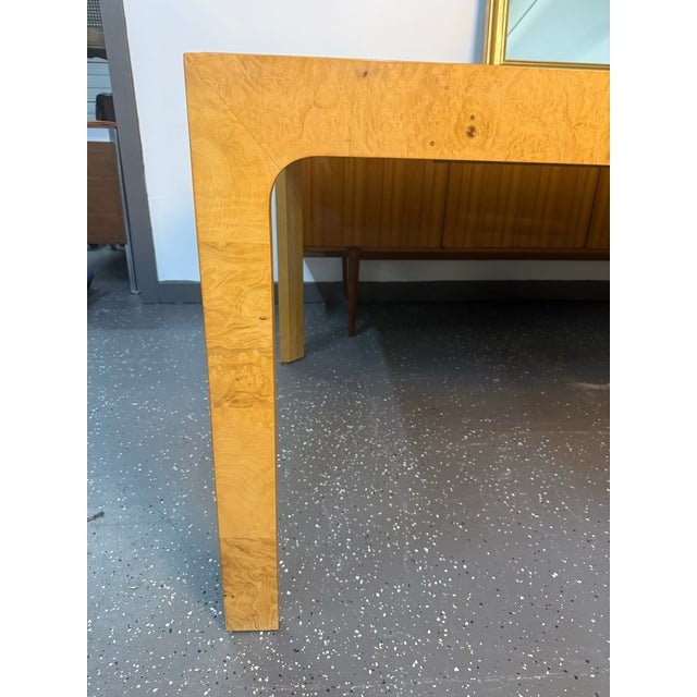 1980s Henredon Scene Two Burl Wood Mirror Dining Table For Sale - Image 11 of 12