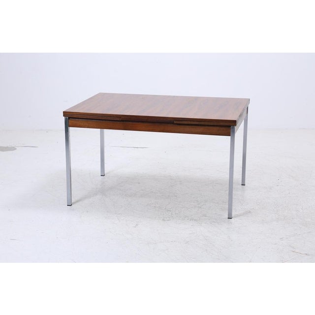 Vintage Extendable Rosewood Dining Table in Chrome and Wood, 1960s For Sale - Image 4 of 14