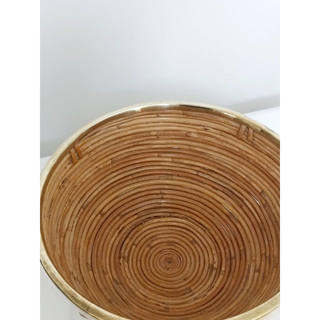 Rattan and Brass Fruit Baskets, 1970s For Sale - Image 3 of 5