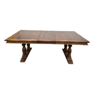 Solid Oak Vintage Trestle Diningroom Table For Sale