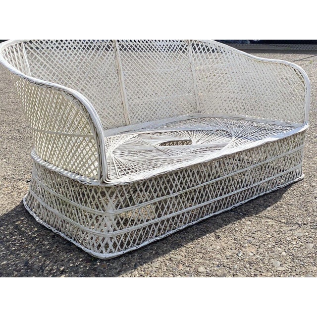 Mid 20th Century Vintage Russell Woodard Woven Spun Fiberglass White Sofa For Sale - Image 5 of 11