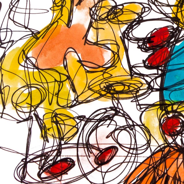 The Exchange – Abstract Composition in Oil Markers and Acrylics on Paper, 18 × 24 In For Sale In Chicago - Image 6 of 9