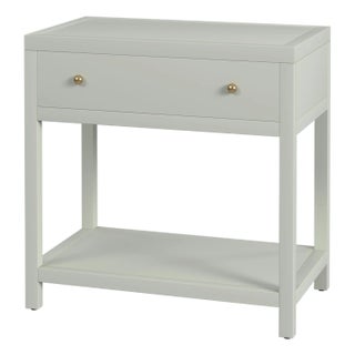 Nora 30 in. W Rectangular Wood 1 Drawer Wide Nightstand with Lower Open Shelf, Sage Green For Sale