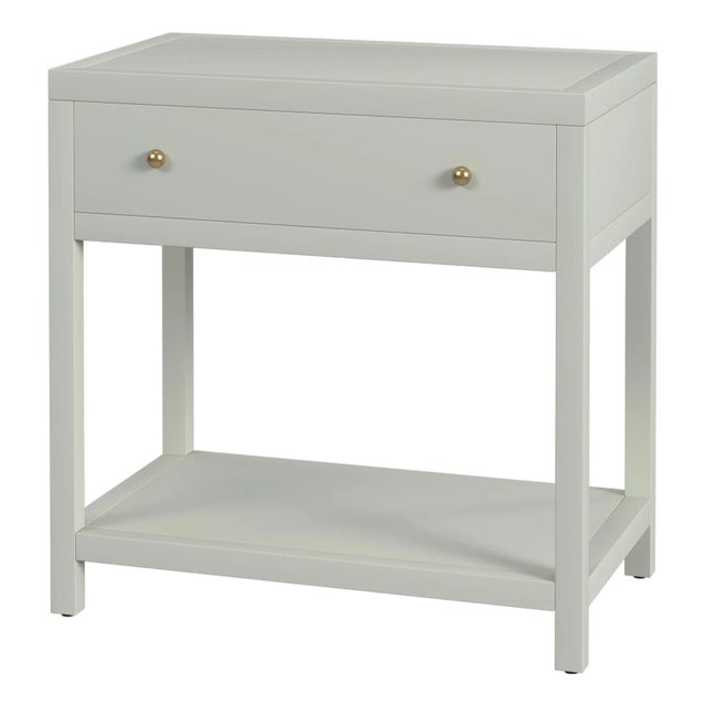 Nora 30 in. W Rectangular Wood 1 Drawer Wide Nightstand with Lower Open Shelf, Sage Green For Sale